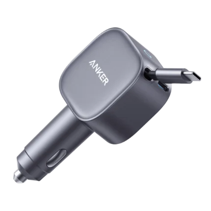 Anker Nano Car Charger (75W, USB-C Port, Built-In Retractable USB-C Cable)