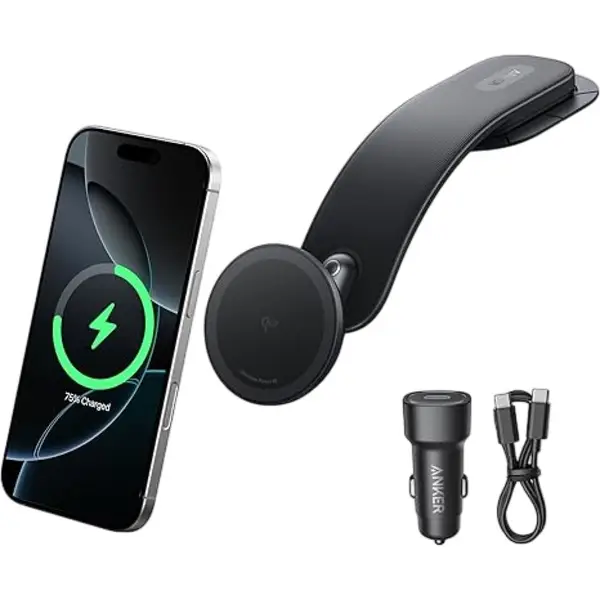 Anker MagGo Wireless Car Charger with Alloy Bracket - Black view 1